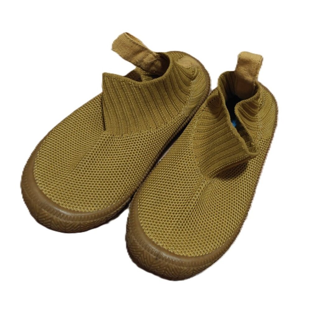 Jan & Jul Toddler Knit Sock Sneakers Size 7 Tan Slip-On Shoes